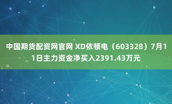 中国期货配资网官网 XD依顿电（603328）7月11日主力资金净买入2391.43万元