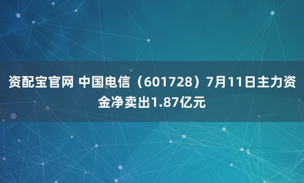 资配宝官网 中国电信（601728）7月11日主力资金净卖出1.87亿元