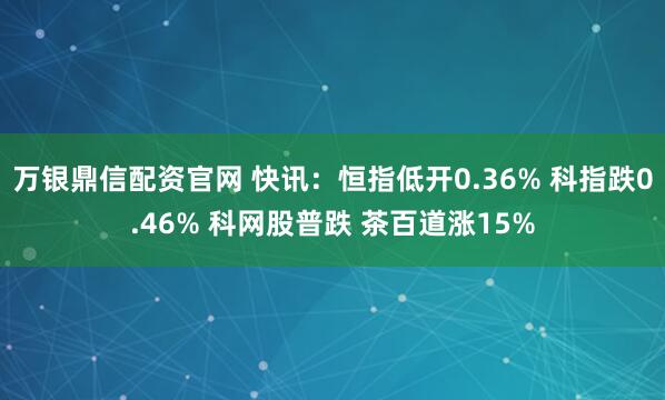 万银鼎信配资官网 快讯：恒指低开0.36% 科指跌0.46% 科网股普跌 茶百道涨15%