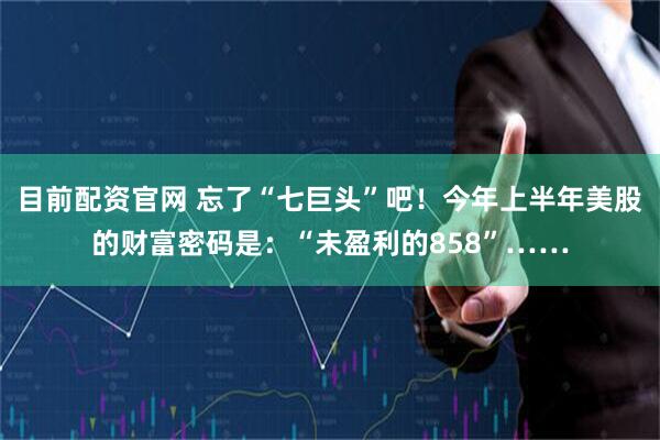 目前配资官网 忘了“七巨头”吧！今年上半年美股的财富密码是：“未盈利的858”……