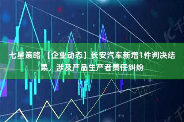 七星策略 【企业动态】长安汽车新增1件判决结果，涉及产品生产者责任纠纷