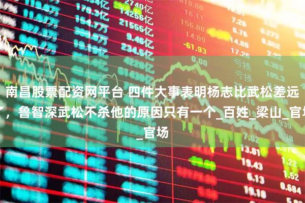 南昌股票配资网平台 四件大事表明杨志比武松差远了，鲁智深武松不杀他的原因只有一个_百姓_梁山_官场